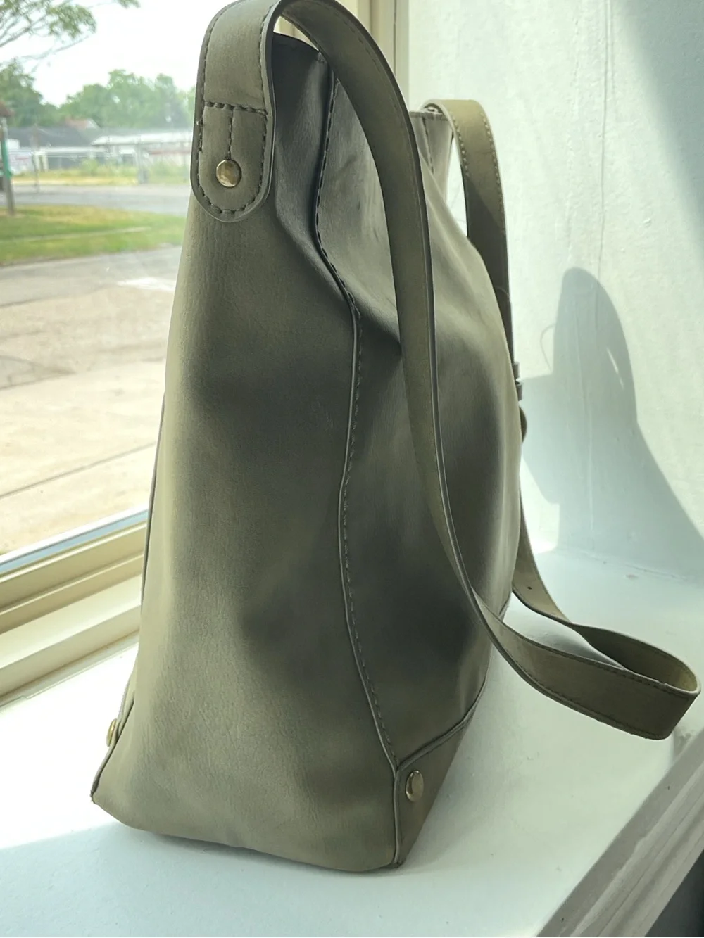 Olive Green Leather Shoulder Bag